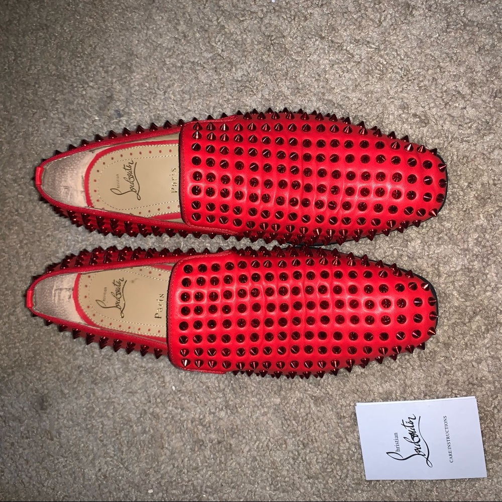 Christian Louboutin red bottom red spikes